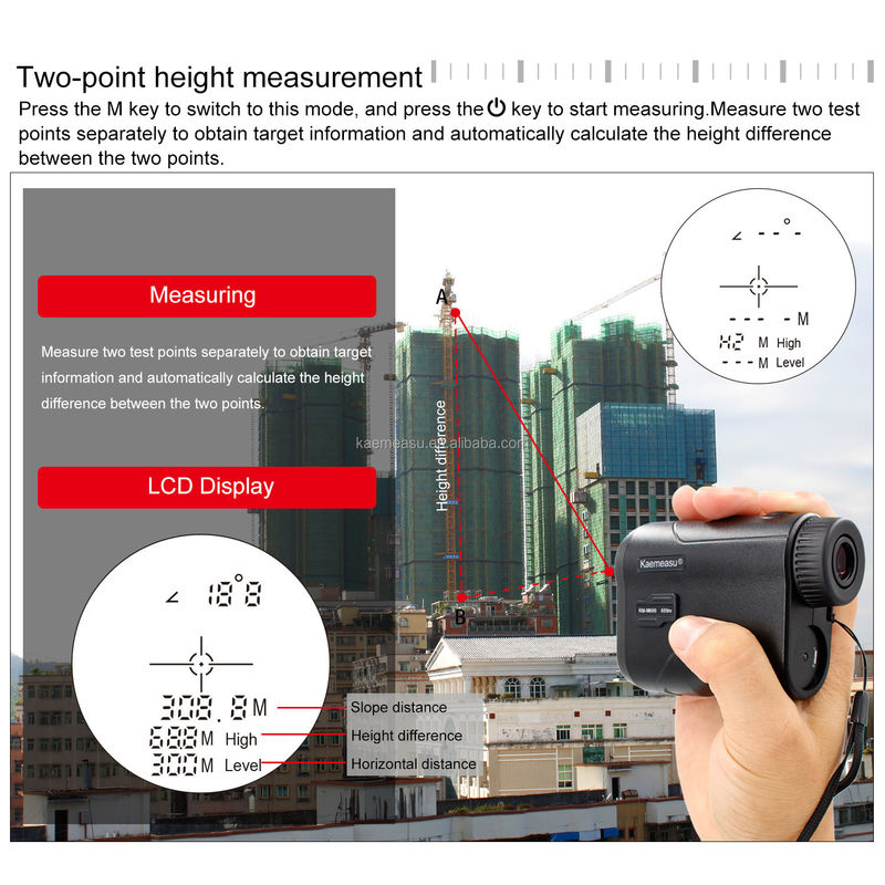 Διάμετρος απόστασης τηλεσκοπίου Laser Rangefinder φορητό USB φόρτιση Laser Distance Meter Μονοκυτταρικό Γκολφ Κυνηγός Διάμετρος απόστασης 600M/656Yd