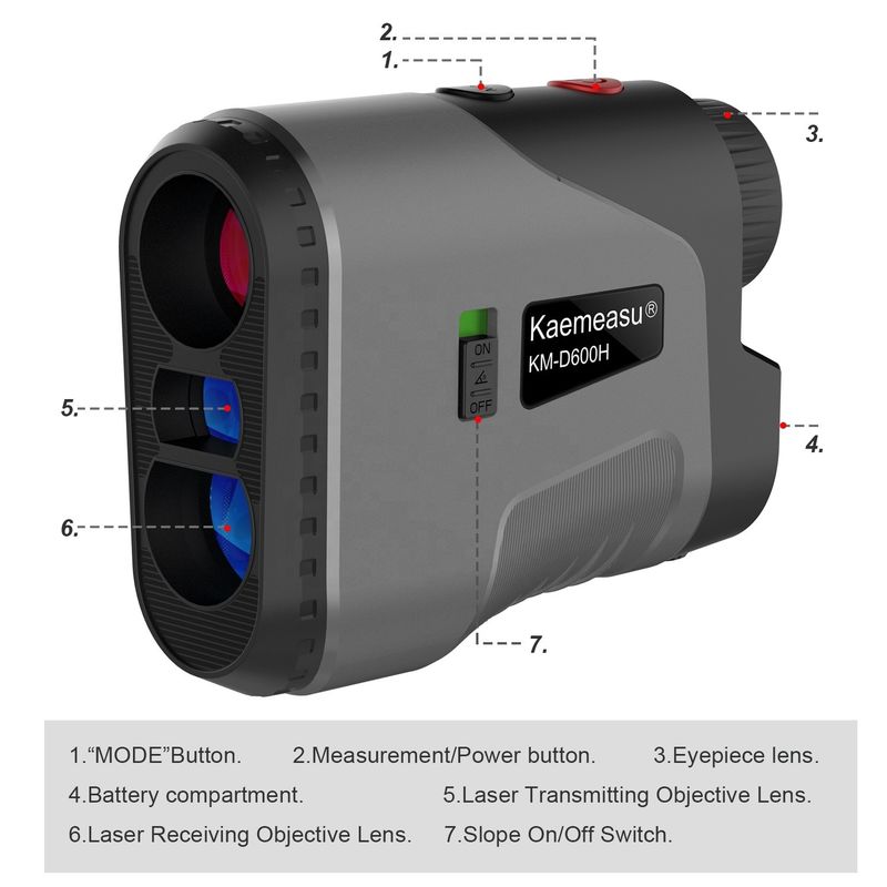 OEM ODM Διάμετρος 600/800/1000m Διάμετρος αποστάσεων γκολφ Πολλαπλές λειτουργίες Διάμετρος λέιζερ τηλεσκόπιο με διακόπτη κλίσης