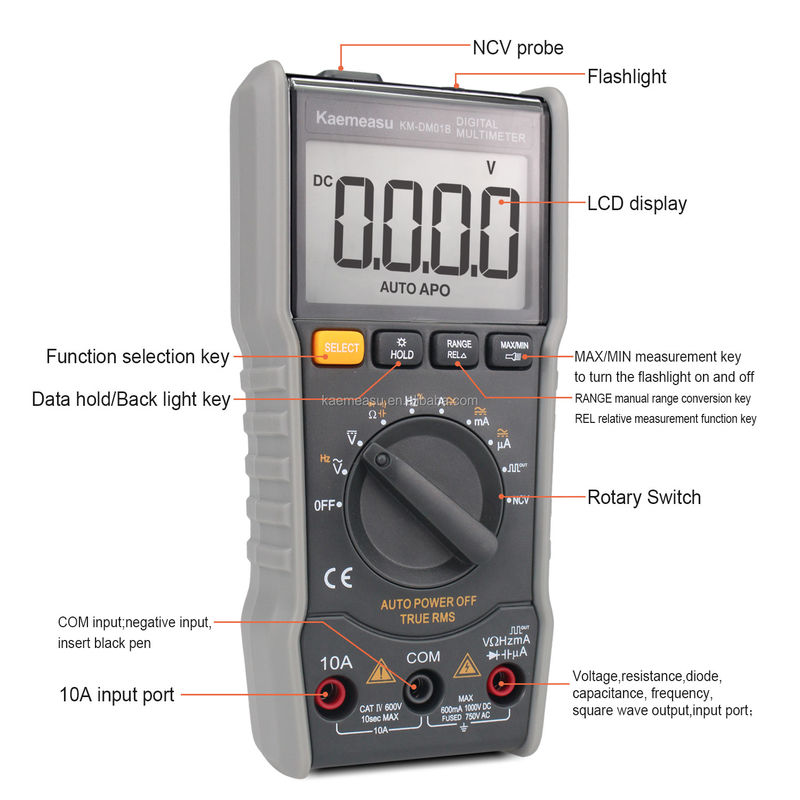 OEM ODM Anti-Burn Multitester DC/AC NCV μέτρηση Εκδόσεις τετραγωνικών κυμάτων Αληθινή αυτοματοποιημένη εμβέλεια rms Ψηφιακά πολυμετρικά