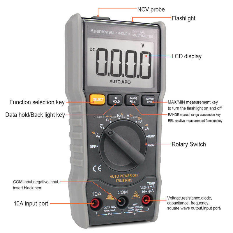 OEM ODM Anti-Burn Multitester DC/AC NCV μέτρηση Εκδόσεις τετραγωνικών κυμάτων Αληθινή αυτοματοποιημένη εμβέλεια rms Ψηφιακά πολυμετρικά