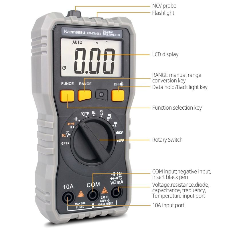 Αυτοκίνητο εύρος LCD οθόνη ηλεκτρική Multi Tester T-rms NCV αυτοκίνητο μετρητή πάγκο ψηφιακά πολυμετρικά με ανιχνευτή
