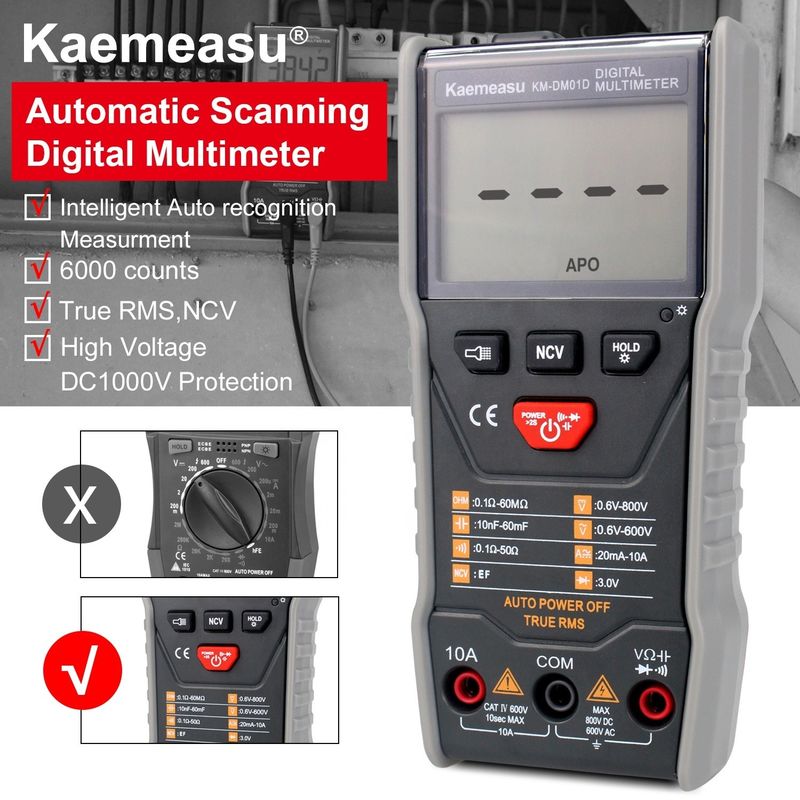 Ζεστή πώληση Αντικαύση Multitester Δοκιμαστής αντίστασης τάσης Auto Ranging Professional Industrial Digital Multimeters τιμή
